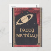 ヴィンテージ天文学サターン誕生日カード ポストカード (正面/裏面)
