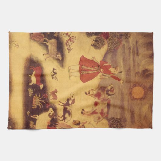 ヴィンテージ天文学，アンティークアジア天文学 キッチンタオル (横)