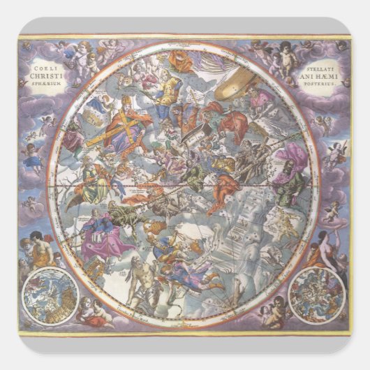 ヴィンテージ天文学、キリスト教の星座の地図 スクエアシール (正面)