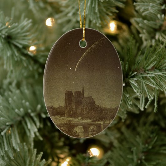 ヴィンテージ天文学，ドナティ彗星1858年パリ上空 セラミックオーナメント (ツリー)