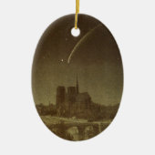 ヴィンテージ天文学，ドナティ彗星1858年パリ上空 セラミックオーナメント (正面)