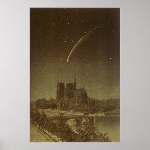 ヴィンテージ天文学，パリ上空のドナティ彗星， 1858 ポスター