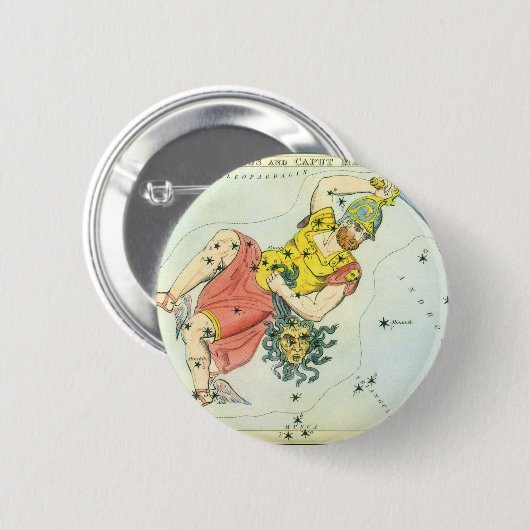 ヴィンテージ天文学，ペルセウスとメドゥーサ岬 缶バッジ (正面&裏面)