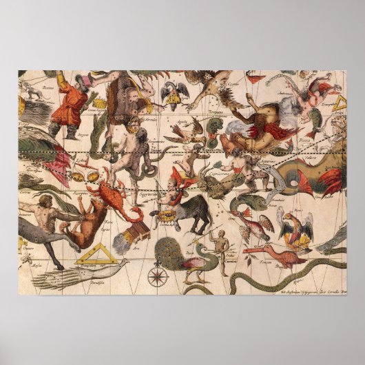 ヴィンテージ天文学,ヨハネス・ヴァン・ケウレンのスターマップ ポスター (正面)