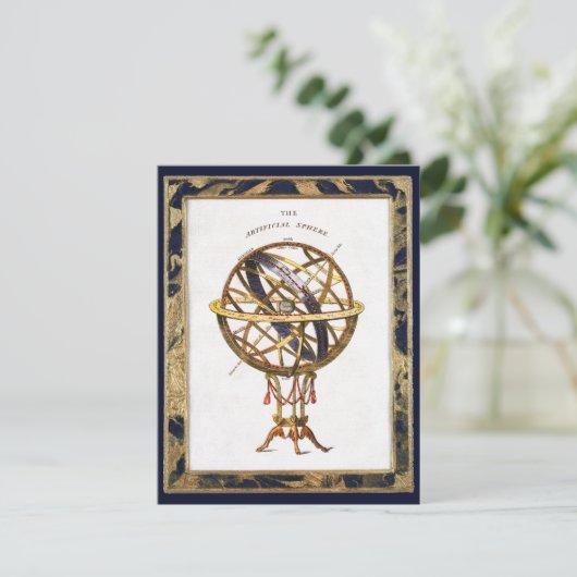 ヴィンテージ天文学、人工またはアルミラリー球体 (スタンド正面)