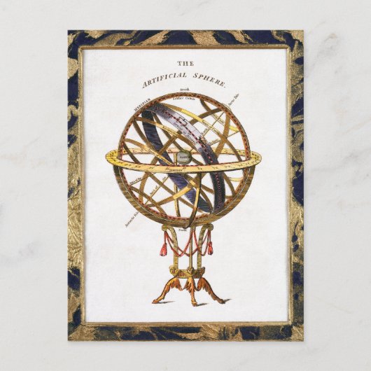 ヴィンテージ天文学、人工球体または肘状球体 ポストカード (正面)