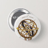 ヴィンテージ天文学、人工球体または肘状球体 缶バッジ (正面&裏面)
