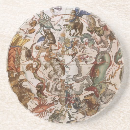 ヴィンテージ天文学，南の空の星座 コースター (正面)
