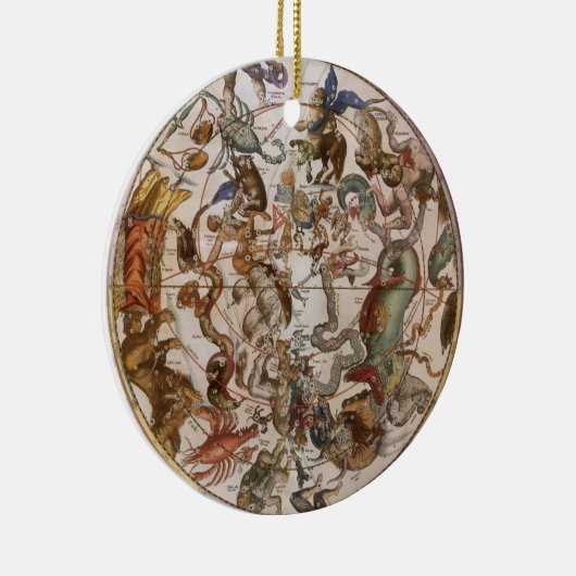 ヴィンテージ天文学，南の空の星座 セラミックオーナメント (右)