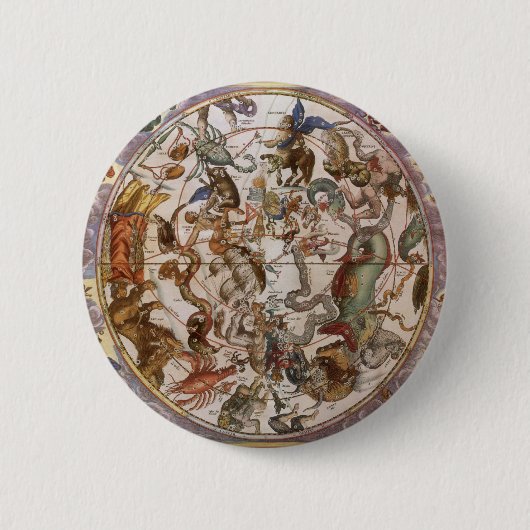 ヴィンテージ天文学、南空の星座 缶バッジ (正面)