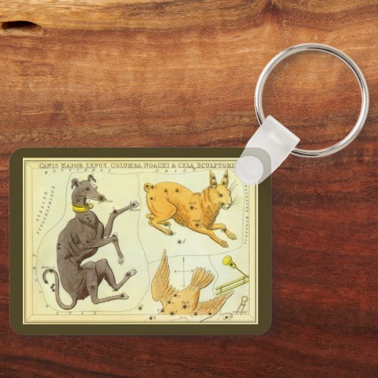 ヴィンテージ天文学，天球図 キーホルダー (正面)