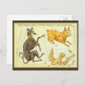 ヴィンテージ天文学，天球図 ポストカード (正面/裏面)