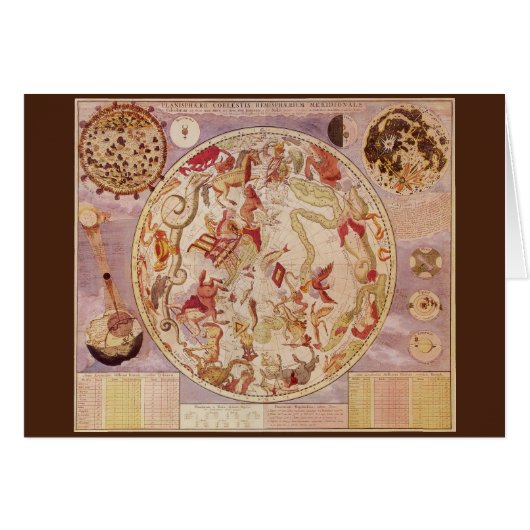 ヴィンテージ天文学、天球地図by Carel Allard (正面横)