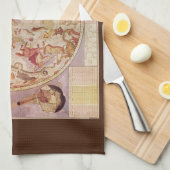 ヴィンテージ天文学、天球地図by Carel Allard キッチンタオル (四つ折り)
