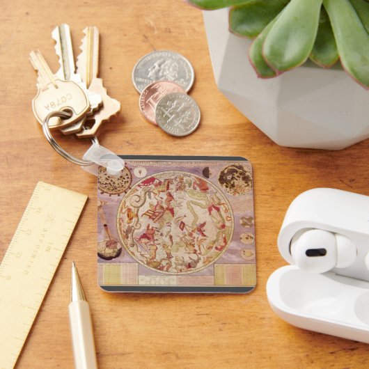 ヴィンテージ天文学、天球地図by Carel Allard キーホルダー (デスク)