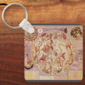 ヴィンテージ天文学、天球地図by Carel Allard キーホルダー (正面)