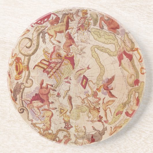 ヴィンテージ天文学、天球地図by Carel Allard コースター (正面)