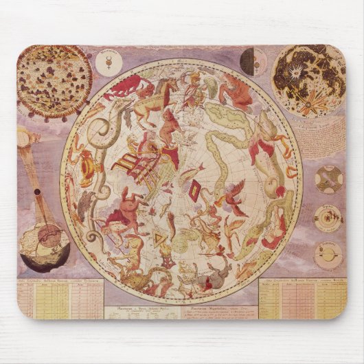 ヴィンテージ天文学、天球地図by Carel Allard マウスパッド (正面)