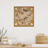 ヴィンテージ天文学，天球星星図 ポスター (キッチン)