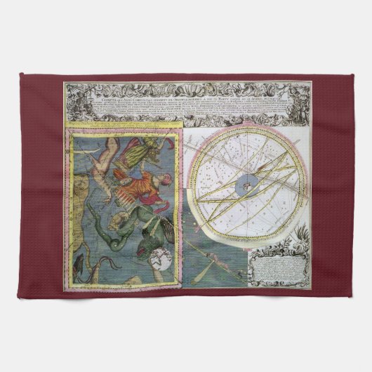 ヴィンテージ天文学、Matthaeus Seutterによる彗星パス キッチンタオル (横)