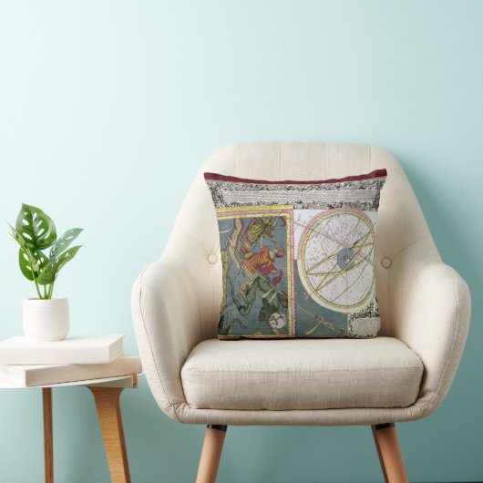 ヴィンテージ天文学、Matthaeus Seutterによる彗星パス クッション (椅子)