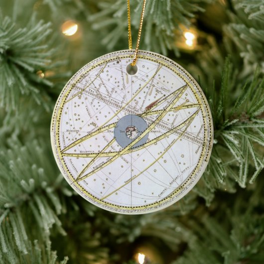 ヴィンテージ天文学、Matthaeus Seutterによる彗星パス セラミックオーナメント (ツリー)