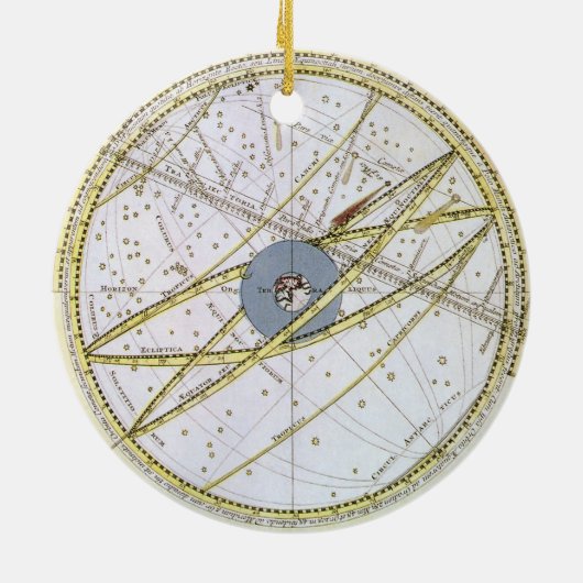 ヴィンテージ天文学、Matthaeus Seutterによる彗星パス セラミックオーナメント (裏面)