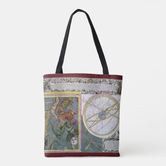 ヴィンテージ天文学、Matthaeus Seutterによる彗星パス トートバッグ (裏面)