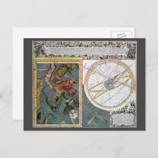 ヴィンテージ天文学、Matthaeus Seutterによる彗星パス ポストカード (正面/裏面)