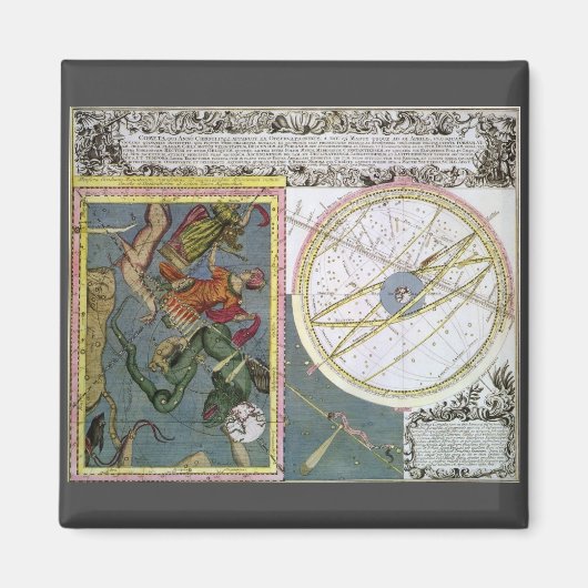 ヴィンテージ天文学、Matthaeus Seutterによる彗星パス マグネット (正面)