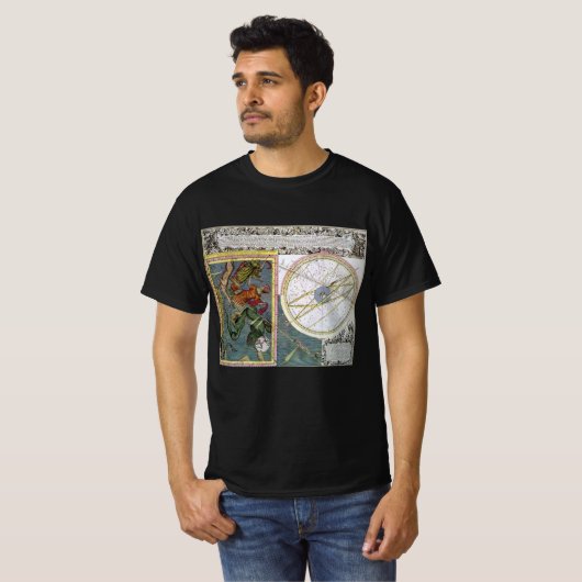 ヴィンテージ天文学、Matthaeus Seutterによる彗星パス Tシャツ (正面フル)