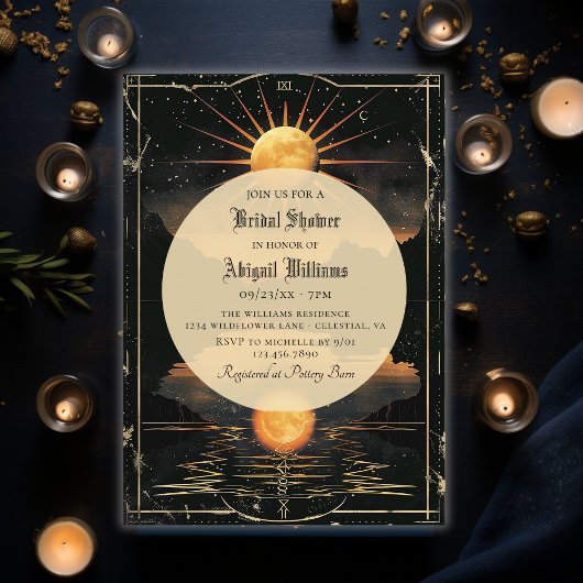 ヴィンテージ天日月の神秘的結婚な 招待状