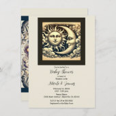 ヴィンテージ天日月の赤ちゃんシャワー 招待状 (正面/裏面)