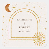 ヴィンテージ天星ムーン結婚ズ・ナプキン スクエアシール (正面)
