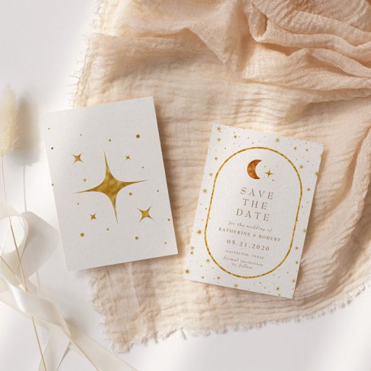 ヴィンテージ天月の星が日付を保存 招待状