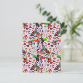 ヴィンテージ天然秋動物林水彩画 案内ポストカード (スタンド正面)