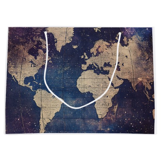 ヴィンテージ天球世界地図(11) ラージペーパーバッグ (正面)