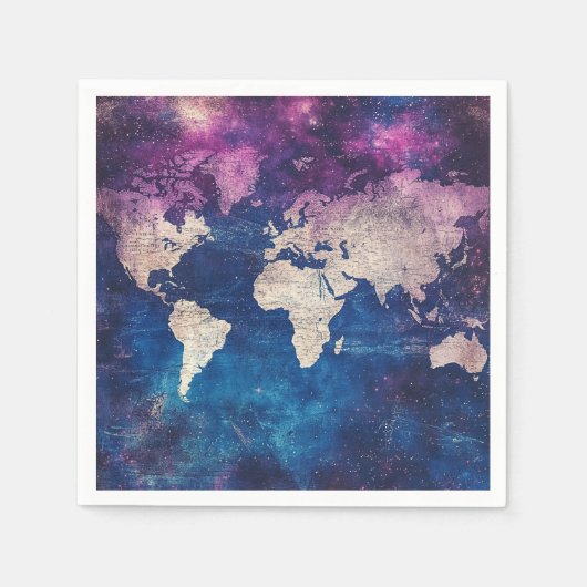ヴィンテージ天球世界地図(4) スタンダードカクテルナプキン (正面)