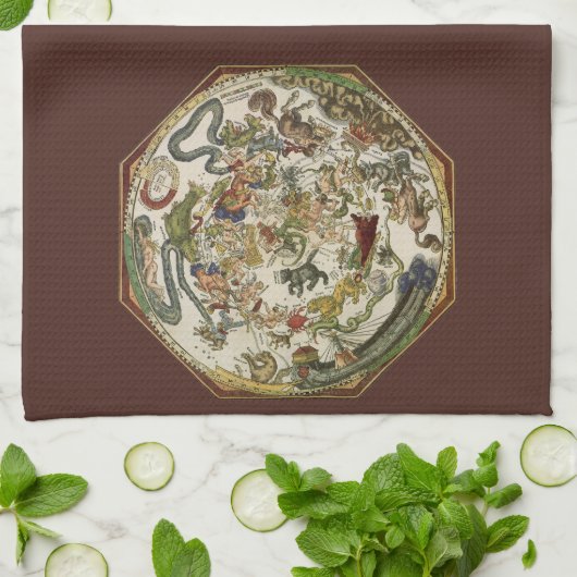 ヴィンテージ天球天球図（ピーター・アピアン） キッチンタオル (折り畳み)