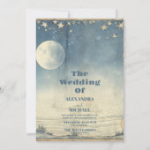 ヴィンテージ天青真夜中結婚星 招待状 (正面)