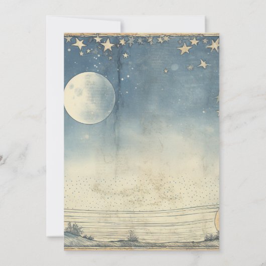 ヴィンテージ天青真夜中結婚星 招待状 (裏面)