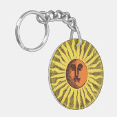 ヴィンテージ天黄色の笑顔ハッピーヒッピー太陽 キーホルダー (正面左)