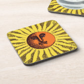 ヴィンテージ天黄色の笑顔ハッピーヒッピー太陽 コースター (左側)