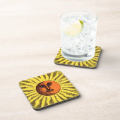 ヴィンテージ天黄色の笑顔ハッピーヒッピー太陽 コースター (右側)