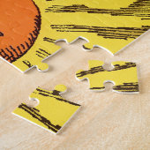 ヴィンテージ天黄色の笑顔ハッピーヒッピー太陽 ジグソーパズル (側面)