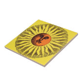 ヴィンテージ天黄色の笑顔ハッピーヒッピー太陽 タイル (側面)
