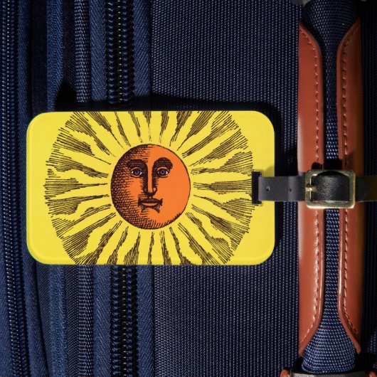 ヴィンテージ天黄色の笑顔ハッピーヒッピー太陽 ラゲッジタグ (正面インサイチュ4)