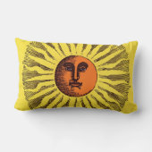 ヴィンテージ天黄色の笑顔ハッピーヒッピー太陽 ランバークッション (裏面)