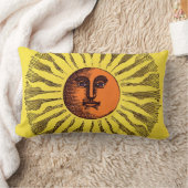 ヴィンテージ天黄色の笑顔ハッピーヒッピー太陽 ランバークッション (ブランケット)