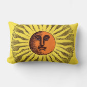 ヴィンテージ天黄色の笑顔ハッピーヒッピー太陽 ランバークッション (正面)